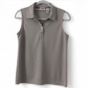 Izod Women's Sleeveless Creamy Grey XFG Cool FX Polo Golf Top